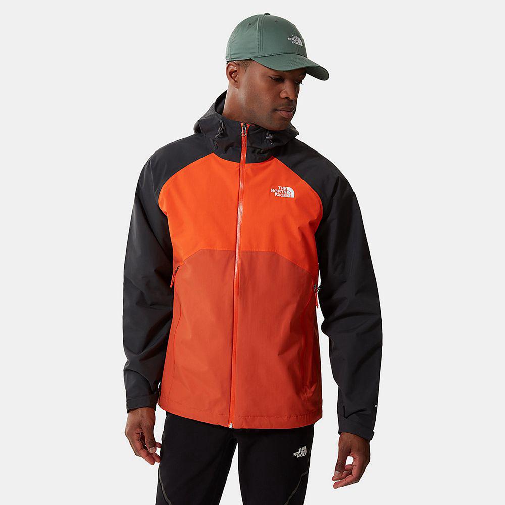 The North Face Stratos Hooded Ανδρικα Αδιάβροχο Μπουφάν - Πορτοκαλι / Κοκκινα / Μαυρα (IEBK76302)